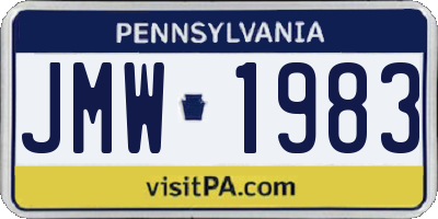 PA license plate JMW1983