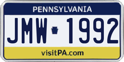 PA license plate JMW1992