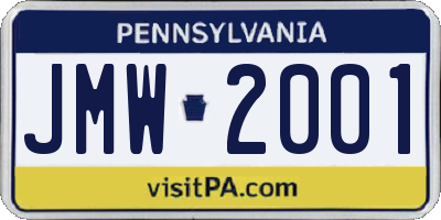 PA license plate JMW2001