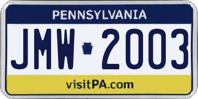 PA license plate JMW2003