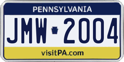 PA license plate JMW2004