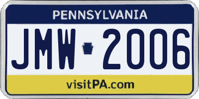 PA license plate JMW2006