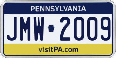 PA license plate JMW2009
