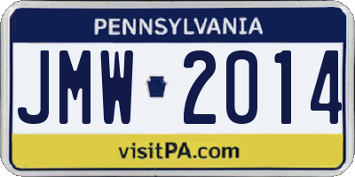 PA license plate JMW2014