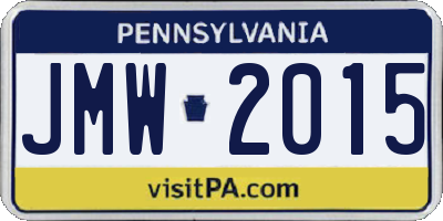 PA license plate JMW2015