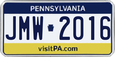 PA license plate JMW2016