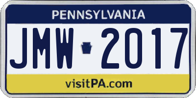 PA license plate JMW2017