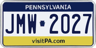 PA license plate JMW2027