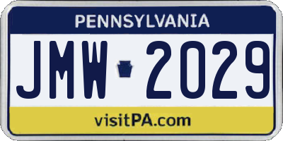 PA license plate JMW2029