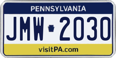 PA license plate JMW2030