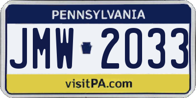 PA license plate JMW2033