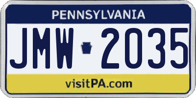 PA license plate JMW2035