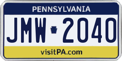 PA license plate JMW2040