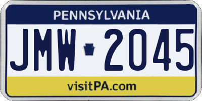 PA license plate JMW2045