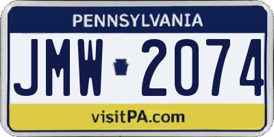 PA license plate JMW2074