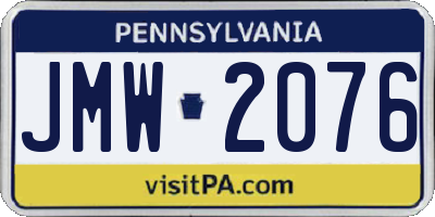 PA license plate JMW2076