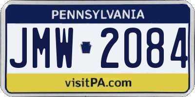 PA license plate JMW2084