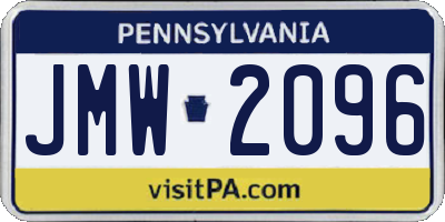 PA license plate JMW2096