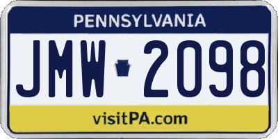 PA license plate JMW2098