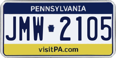 PA license plate JMW2105