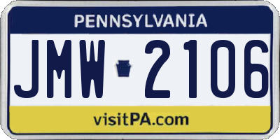 PA license plate JMW2106