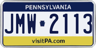 PA license plate JMW2113