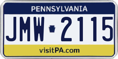 PA license plate JMW2115