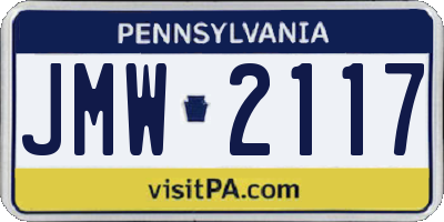 PA license plate JMW2117