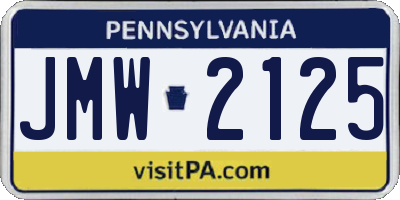 PA license plate JMW2125