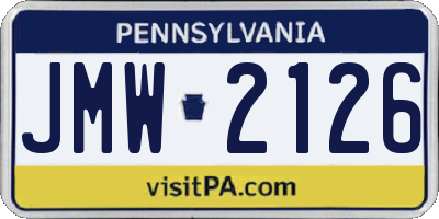 PA license plate JMW2126