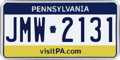 PA license plate JMW2131