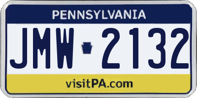 PA license plate JMW2132