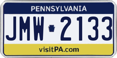 PA license plate JMW2133
