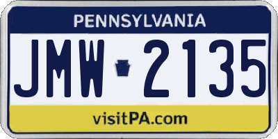 PA license plate JMW2135