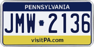 PA license plate JMW2136