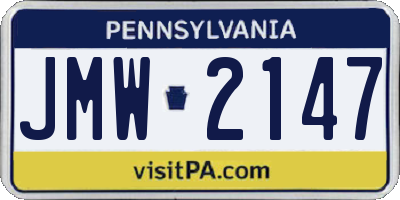 PA license plate JMW2147