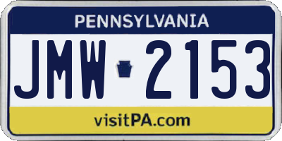 PA license plate JMW2153