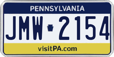 PA license plate JMW2154