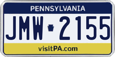 PA license plate JMW2155