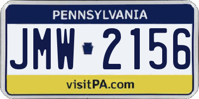 PA license plate JMW2156