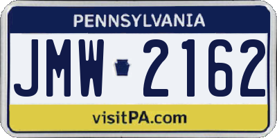 PA license plate JMW2162