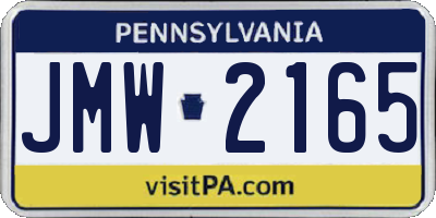PA license plate JMW2165