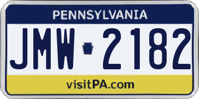 PA license plate JMW2182