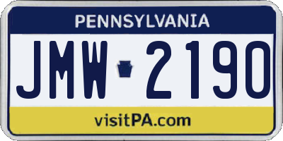 PA license plate JMW2190
