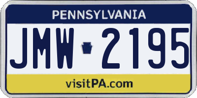 PA license plate JMW2195