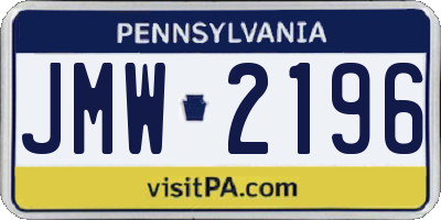 PA license plate JMW2196
