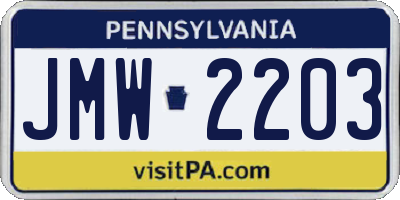 PA license plate JMW2203