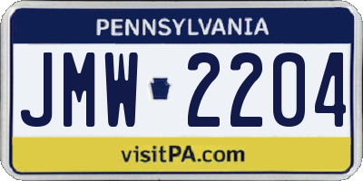 PA license plate JMW2204