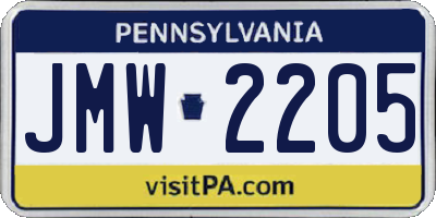 PA license plate JMW2205