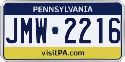 PA license plate JMW2216